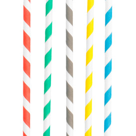 Papírová Rovná Brčka Rovné Pruhované Ø6mm 20cm (250 Kousky)
