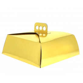 Krabička Karton Zlato na Dorty Čtvercový 24,5x24,5x10 cm 