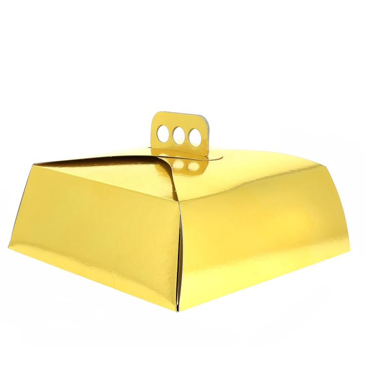 Krabička Karton Zlato na Dorty Čtvercový 27,5x27,5x10 cm Krabička Karton Zlato na Dorty Čtvercový 27,5x27,5x10 cm