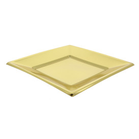 Plastové Talíř Plochá Čtvercový Zlato 180mm 