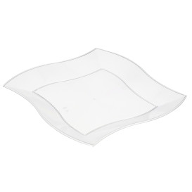 Plastové Talíř Plochá Čtvercový Vlny Bílý 230 mm 