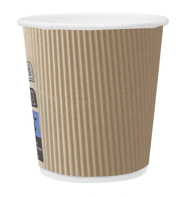 Kartonové Kelímek 4 Oz/120ml " Zvlněný Kraft " Hnědá Ø6,2 cm (1000 Kousky)