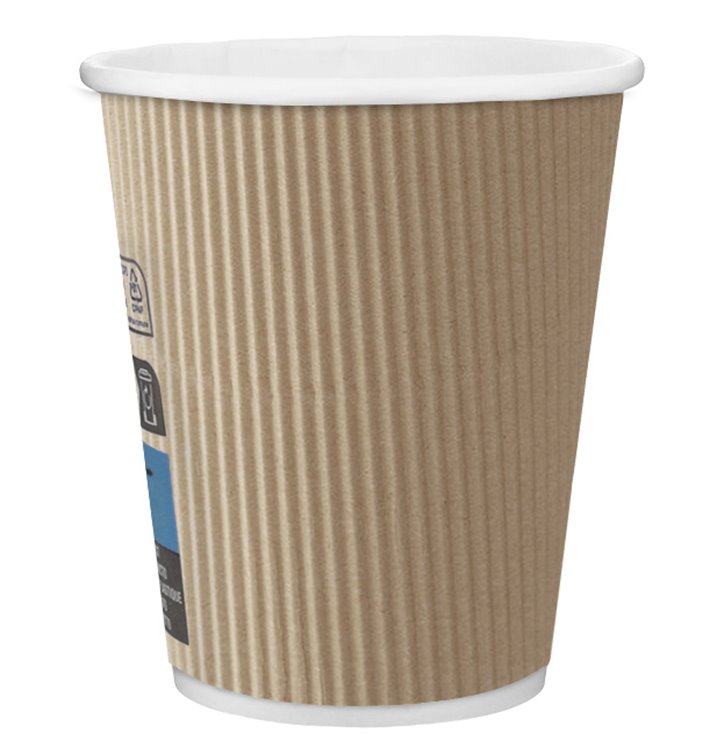 Kartonové Kelímek 8 Oz/250ml " Zvlněný Kraft " Hnědá Ø8cm (500 Kousky) Kartonové Kelímek 8 Oz/250ml " Zvlněný Kraft " Hnědá Ø8cm (500 Kousky)