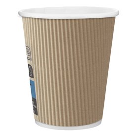Kartonové Kelímek 8 Oz/250ml " Zvlněný Kraft " Hnědá Ø8cm (25 Kousky)