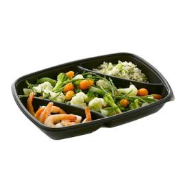 Plastové Obaly PP 3 Vrstvami Černá 975ml 28x20x4cm (50 Kousky)