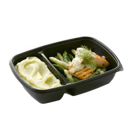 Plastové Obaly PP 2 Vrstvy Černá 900ml 23x16,5x5cm (75 Kousky)