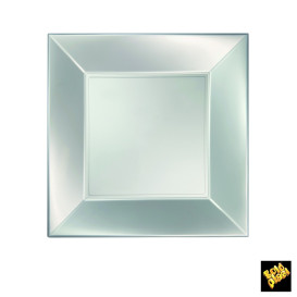 Plastové Talíř Plochá Stříbrný Pěkný Pearl PP 230mm (25 Kousky)