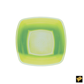 Plastové Talíř Hluboký Zelené Vápno Square PP 180mm (25 Kousky)