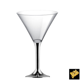 Plastové Sklenice na Koktejl s Černou Stříbrný Pochromovaný 185ml 2P (200 Kousky)