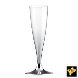 Plastové Sklenice Cava s Černou Stříbrný Pochromovaný 140ml 2P (20 Kousky)