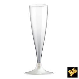 Plastové Sklenice Cava s Černou Bílý Perlový 140ml 2P (20 Kousky)