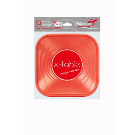 Plastové Talíř PP " X-Table " Čtvercový Oranžový 180mm (8 Kousky)