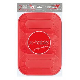 Podnos Plastový PP " X-Table " 3 Vrstvami Červené 330x230mm (2 Kousky)