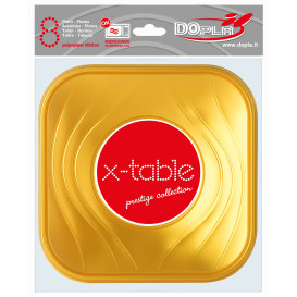 Plastové Talíř PP " X-Table " Čtvercový Zlato 180mm (120 Kousky)