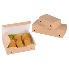 Krabička na Potraviny pro Fast Food Střední Kraft 145x90x45mm (25 Kousky)