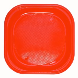 Plastové Talíř PS Čtvercový Oranžový 200x200mm (720 Kousky)