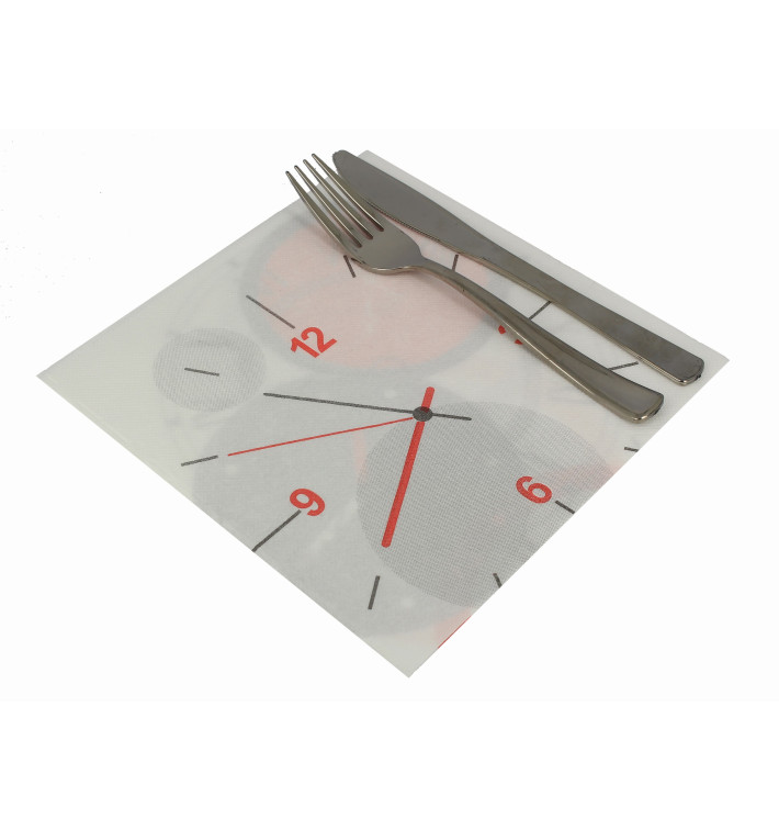 Ubrousky Airlaid " Hodiny " 40x40cm (600 Kousky) Ubrousky Airlaid " Hodiny " 40x40cm (600 Kousky)