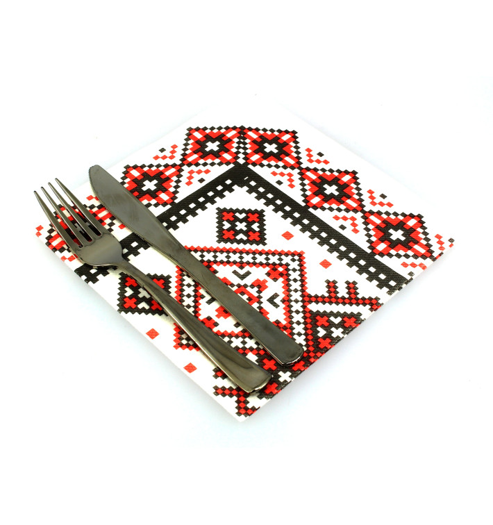 Ubrousky Airlaid " Arabský GeoMetrický Útva " 40x40cm (50 Kousky) Ubrousky Airlaid " Arabský GeoMetrický Útva " 40x40cm (50 Kousky)