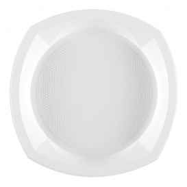 Plastové Talíř PS Čtvercový Bílý 230x230mm 1 Vrstvé (100 Kousky)