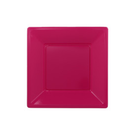 Plastové Talíř Plochá Čtvercový Fuchsie 170mm (25 Kousky)