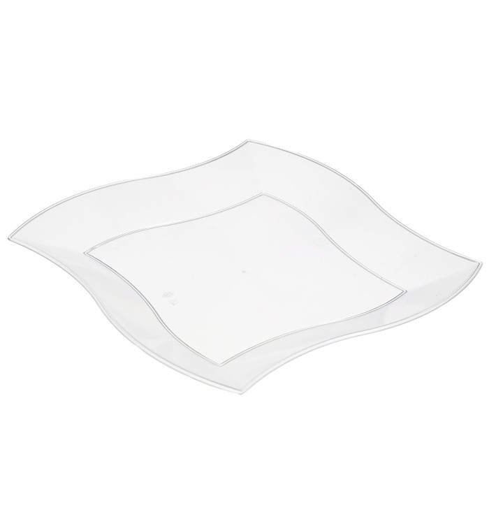 Plastové Talíř Plochá Čtvercový Vlny Bílý 230 mm (25 Kousky) Plastové Talíř Plochá Čtvercový Vlny Bílý 230 mm (25 Kousky)