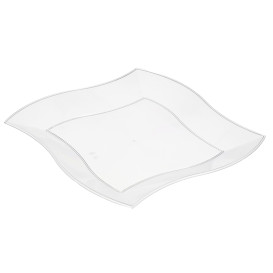Plastové Talíř Plochá Čtvercový Vlny Bílý 230mm (750 Kousky)