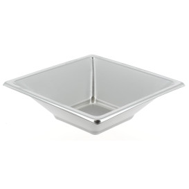 Plastové Misky PS Čtvercový Stříbrný 12x12 Vrstvym (25 Kousky)