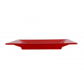 Plastové Talíř Plochá Čtvercový Červené 230mm (180 Kousky)