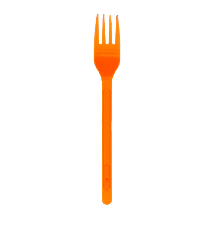 Plastová Vidlička PS Oranžový 175mm (600 Kousky) Plastová Vidlička PS Oranžový 175mm (600 Kousky)