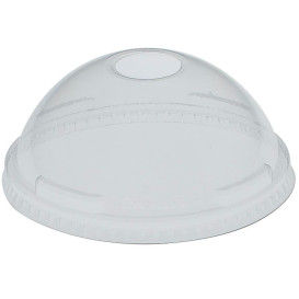 Plastové Víčko na Kelímek Vypouklé s Otvorem PET Krystal Ø10,7cm (25 Kousky)