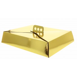 Krabička Karton Zlato na Dorty Čtvercový 19x25x8 cm 