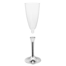 Plastové Sklenice Cava s Černou Stříbrný Pochromovaný 120ml 2P (20 Kousky)