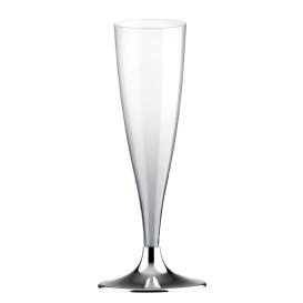 Plastové Sklenice Cava s Černou Stříbrný Pochromovaný 140ml 2P (400 Kousky)