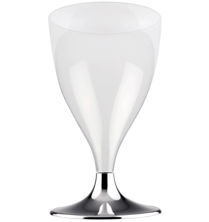 Plastové Sklenice na Víno s Černou Stříbrný Pochromovaný 200ml 2P (400 Kousky) Plastové Sklenice na Víno s Černou Stříbrný Pochromovaný 200ml 2P (400 Kousky)