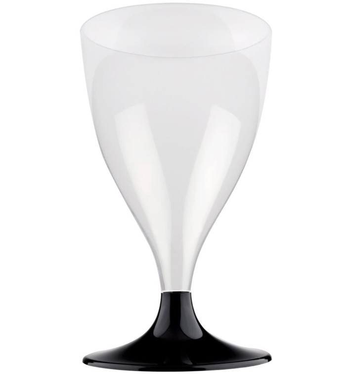 Plastové Sklenice na Víno s Černou Nožkou 200ml 2P (400 Kousky) Plastové Sklenice na Víno s Černou Nožkou 200ml 2P (400 Kousky)