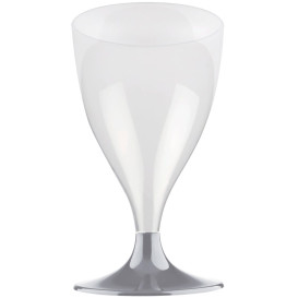 Plastové Sklenice na Víno s Černou Šedá 200ml 2P (20 Kousky)