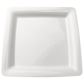Plastové Talíř Čtvercový Extra Tuhý Bílý 18x18cm (20 Kousky)