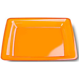 Plastové Talíř Čtvercový Extra Tuhý Oranžový 22,5x22,5cm (72 Kousky)
