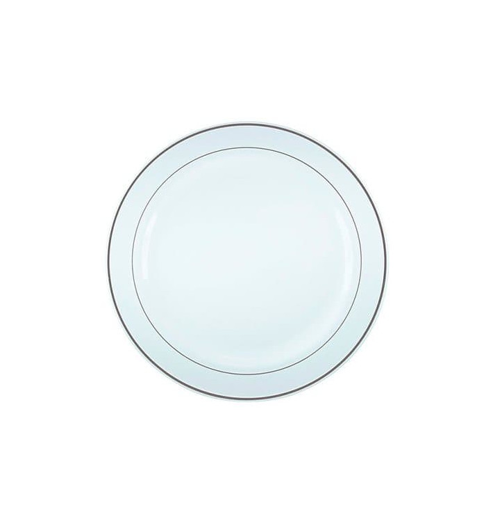 Plastové Talíř s Okraj Stříbrný 15cm (20 Kousky) Plastové Talíř s Okraj Stříbrný 15cm (20 Kousky)
