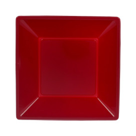 Plastové Talíř Hluboký Čtvercový Bordeaux 170mm (6 Kousky)