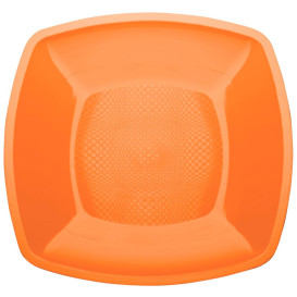 Plastové Talíř Plochá Oranžový Square PP 180mm (25 Kousky)