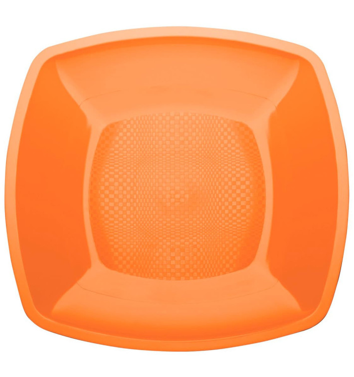 Plastové Talíř Plochá Oranžový Square PP 230mm (25 Kousky) Plastové Talíř Plochá Oranžový Square PP 230mm (25 Kousky)