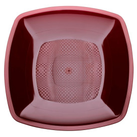Plastové Talíř Plochá Bordeaux Square PP 230mm (25 Kousky)
