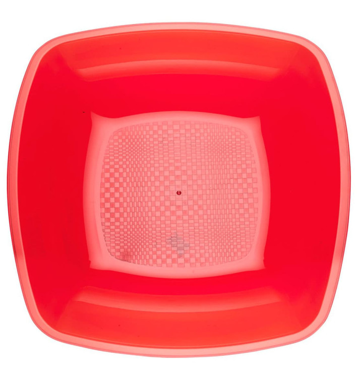 Plastové Talíř Hluboký Červené Průhledný Square PS 180mm (300 Kousky) Plastové Talíř Hluboký Červené Průhledný Square PS 180mm (300 Kousky)