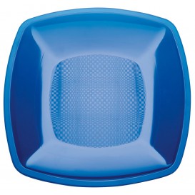Plastové Talíř Plochá Modrý Průhledný Square PS 180mm (25 Kousky)