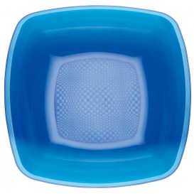Plastové Talíř Hluboký Modrý Průhledný Square PS 180mm (25 Kousky)