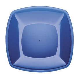 Plastové Talíř Plochá Modrý Průhledný Square PS 300mm (144 Kousky)