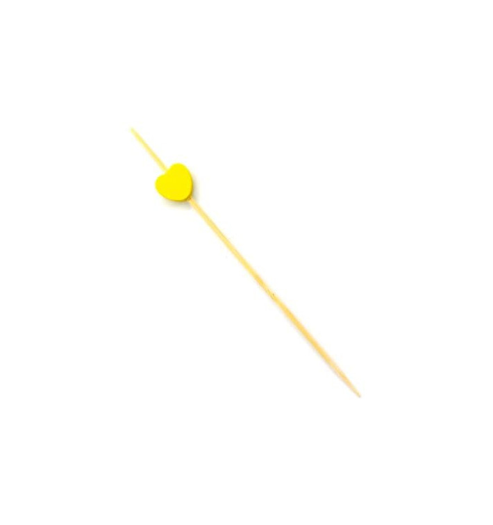 Dřevěné Špejle " Srdce " Žlutá 120 mm (200 Kousky) Dřevěné Špejle " Srdce " Žlutá 120 mm (200 Kousky)