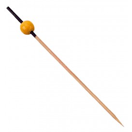 Bambusové Špejle Zdobené Černá a Žlutá 120mm (200 Kousky)