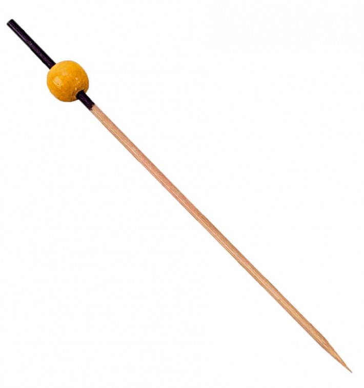 Bambusové Špejle Zdobené Černá a Žlutá 120mm (200 Kousky)